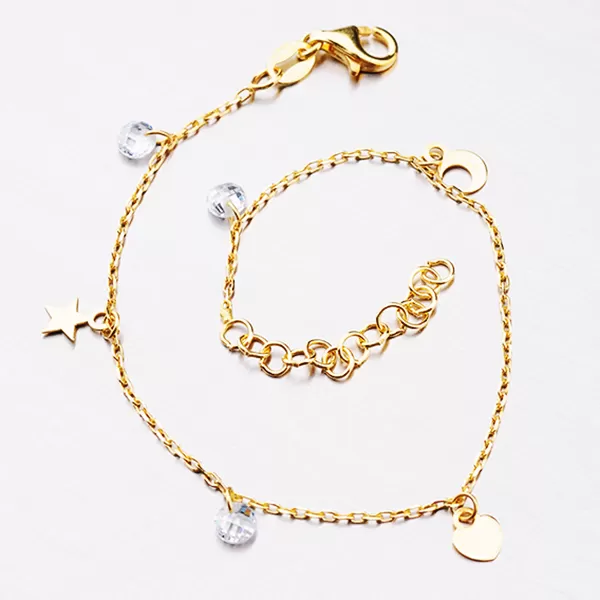 Pozlátený náramok s príveskami a zirkónmi B2100129-1132-SLX