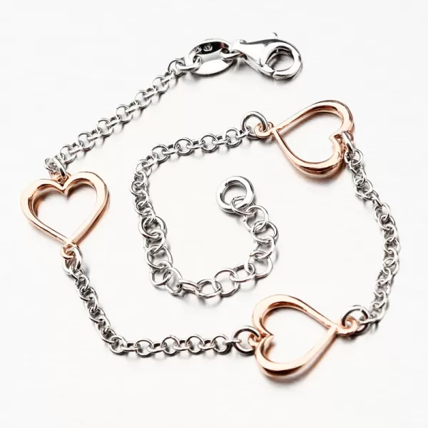 Strieborný náramok pre ženy so srdiečkami B1700762-0331-SLX