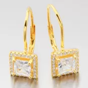 Dámske náušnice strieborné 925 zirkónové visiace pozlátené UCST-122783/G