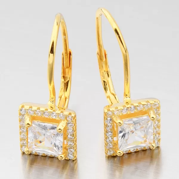 Dámske náušnice strieborné 925 zirkónové visiace pozlátené UCST-122783/G