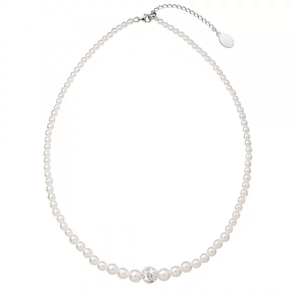 Perlový náhrdelník biely s Preciosa kryštály 32006.1