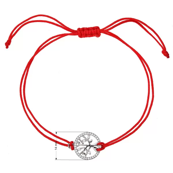 Kabbalah červený náramok proti uhranutiu strieborný strom života so zirkónmi 13021.3