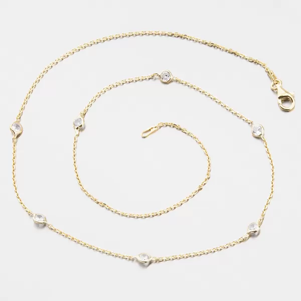 Strieborný pozlátený náhrdelník so zirkónmi N2201129-0398-SLX