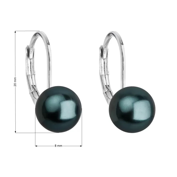 Bižutérne náušnice so zelenou okrúhlou perlou 71068.3