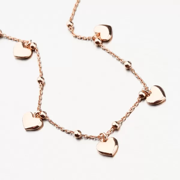 Náramok so srdiečkami vo farbe ružového zlata B1902245-0331-SLX
