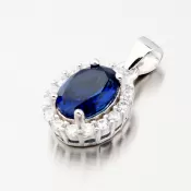 Oválny prívesok s modrým zirkónom HST-13249