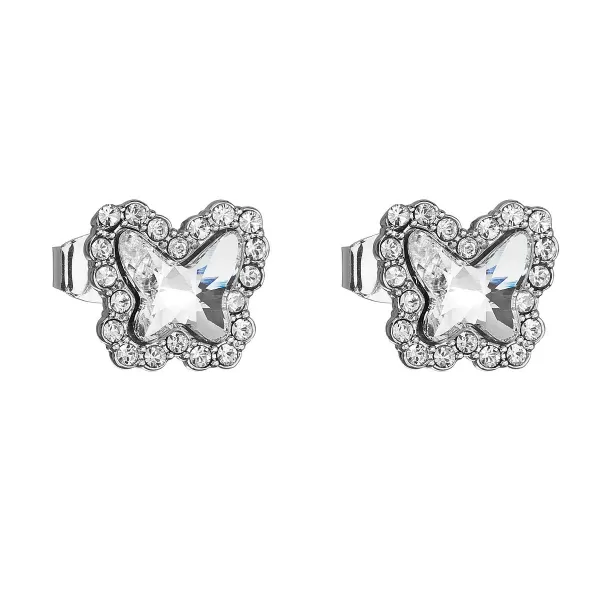 Náušnice bižutérie so Swarovski kryštálmi biely motýľ 51061.1