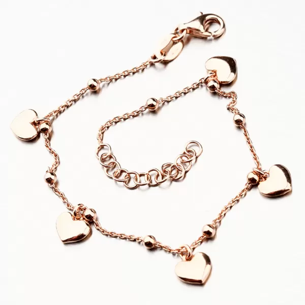 Náramok so srdiečkami vo farbe ružového zlata B1902245-0331-SLX