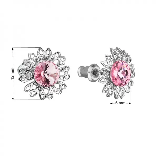 Náušnice bižutérie so Swarovski kryštálmi ružová kvietka 51042.3 light rose