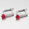 Dámske náušnice strieborný 925 zirkón visiaci s rubínmi UCST-122408L