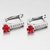 Dámske náušnice strieborný 925 zirkón visiaci s rubínmi UCST-122408L