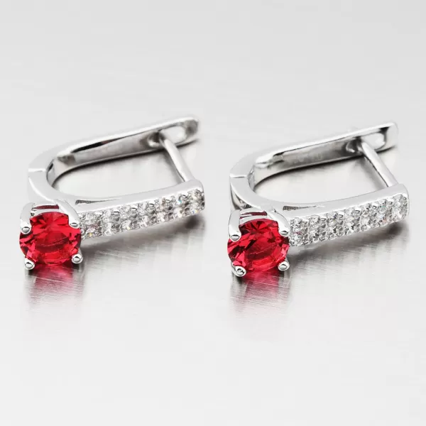 Dámske náušnice strieborný 925 zirkón visiaci s rubínmi UCST-122408L