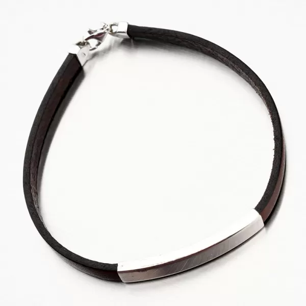 Pánsky kožený náramok – 925 strieborný B1504447-0348-SLX