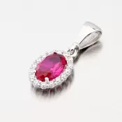 Prívesok v bielom zlate s rubínom 13-375
