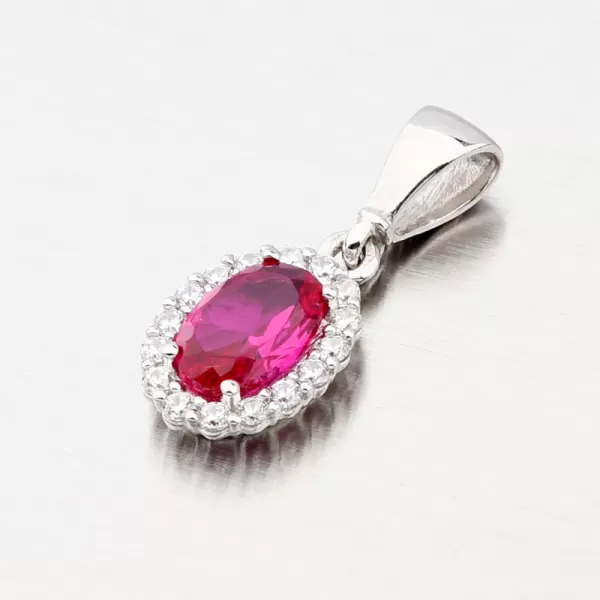 Prívesok v bielom zlate s rubínom 13-375