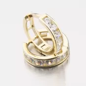 Detské náušnice žlté zlato krúžky 585 so zirkónmi 52GZ-3345ZBB