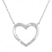 Strieborný náhrdelník so zirkónom biele srdce 12010.1