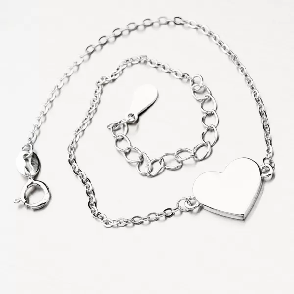 Strieborný náramok so srdcom s možnosťou rytiny BST-14674/21