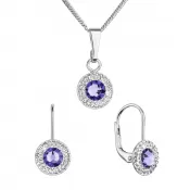 Súprava šperkov s kryštálmi Swarovski náušnice a prívesok fialové okrúhle 39109.3 tanzanite