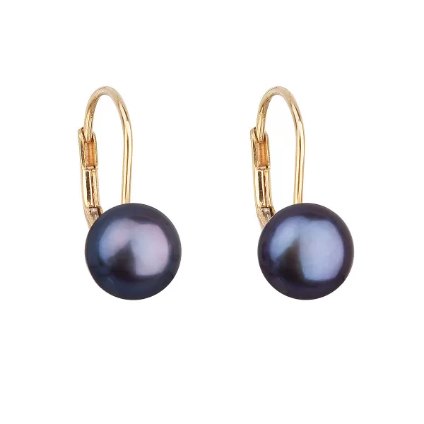 Zlaté 14 karátové náušnice visiace s riečnou perlou 921009.3 peacock