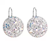 Strieborné náušnice visiace so Swarovski kryštálmi ab efekt okrúhle 31161.2