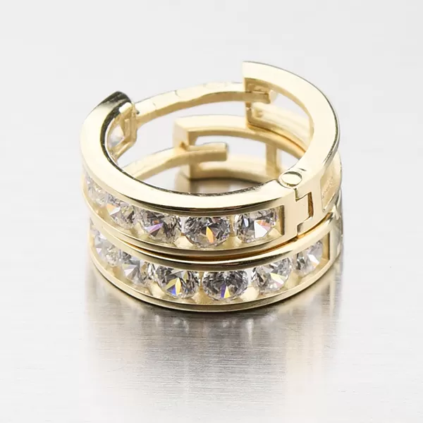 Detské náušnice žlté zlato krúžky 585 so zirkónmi 52GZ-3345ZBB