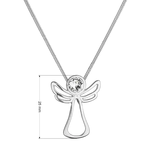 Strieborný náhrdelník anjel so Swarovski kryštálom 32080.1 biely