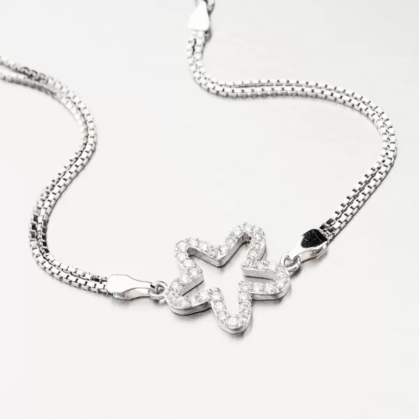 Strieborný náramok so zirkónmi kvetina BST-14486/18