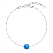 Strieborný náramok so syntetickým opálom modrý okrúhly 13019.3
