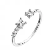 Strieborný prsteň so zirkónmi bielej kocky 15003.1