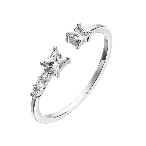 Strieborný prsteň so zirkónmi bielej kocky 15003.1