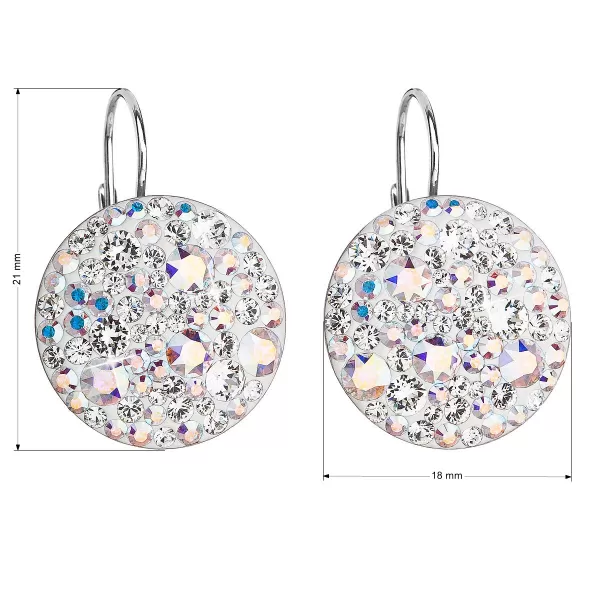 Strieborné náušnice visiace so Swarovski kryštálmi ab efekt okrúhle 31161.2