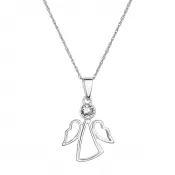 Strieborný náhrdelník anjel so Swarovski kryštálom biely 32082.1 crystal