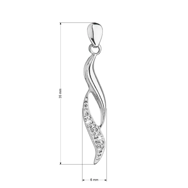 Strieborný prívesok so Swarovski kryštálmi biela vlnka 34256.1