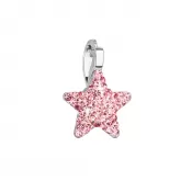 Strieborný prívesok s PRECIOSA CRYSTALS PINK STAR 34259.3 LT.ROSE