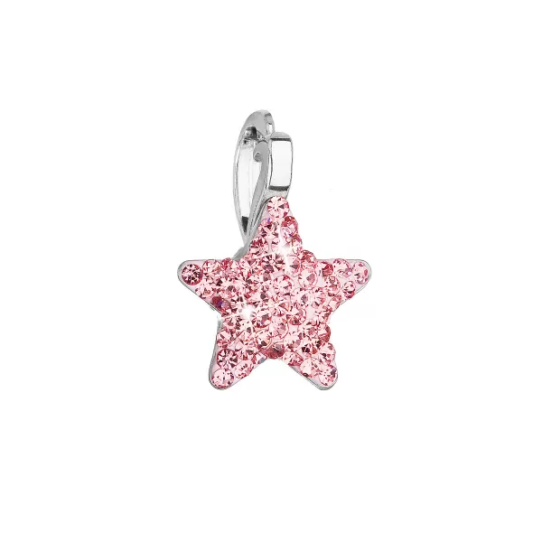 Strieborný prívesok s PRECIOSA CRYSTALS PINK STAR 34259.3 LT.ROSE