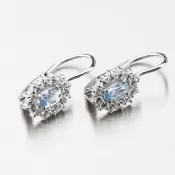 Náušnice so zirkónmi a Akvamaríny 358-0041AKVA