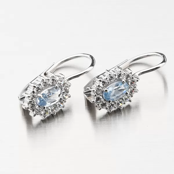 Náušnice so zirkónmi a Akvamaríny 358-0041AKVA