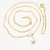 Strieborný pozlátený náhrdelník s perlou SETST-15294RP-G