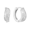 Strieborné náušnice kruhy so zirkónom v bielej farbe 11326.1