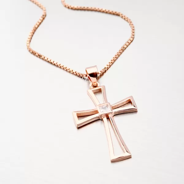 Pozlátený krížik so zirkónom HST-13694-R