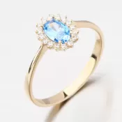 Zlatý prsteň s akvamarínom 11-322