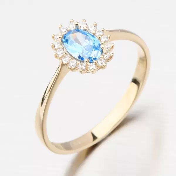 Zlatý prsteň s akvamarínom 11-322