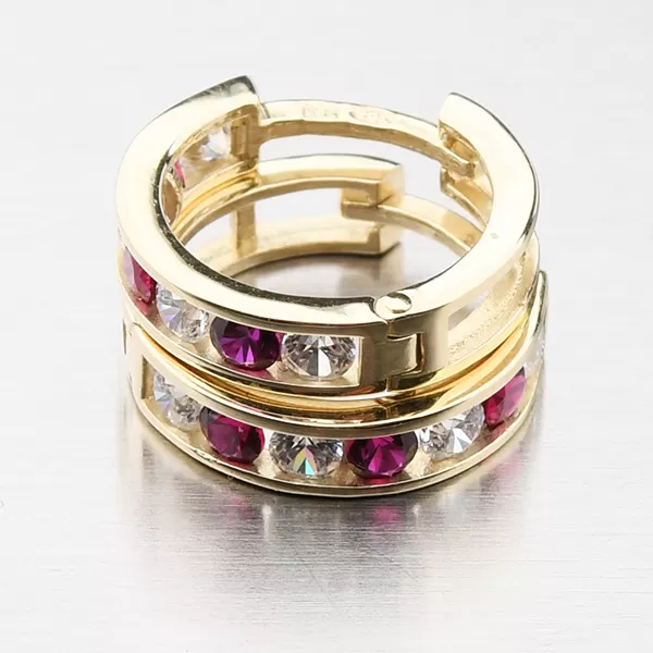 Detské náušnice žlté zlato 585 zirkónové krúžky 52GZ-3345ZCB