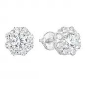 Strieborné napichovacie náušnice so zirkónovým bielym kvetom 11289.1