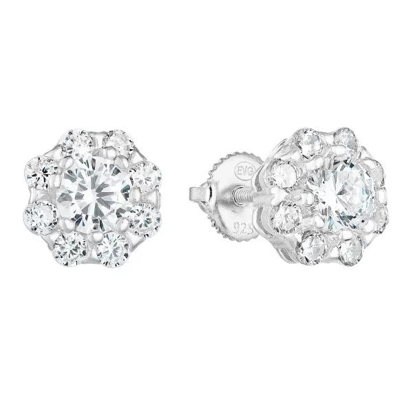 Strieborné napichovacie náušnice so zirkónovým bielym kvetom 11289.1