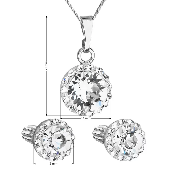 Súprava šperkov s kryštálmi Swarovski náušnice, retiazka a prívesok biele okrúhle 39352.1