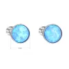 Strieborné náušnice kôstky so syntetickým opálom svetlo modré okrúhle 11001.3 lt.blue