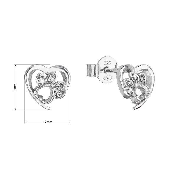 Strieborné náušnice kôstky s kryštálmi Preciosa psie labky 31307.1