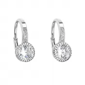 Strieborné náušnice visiace so zirkónom v bielej farbe 11201.1
